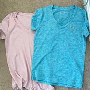 Under Armour V-Neck T-Shirts in Blue and Pink